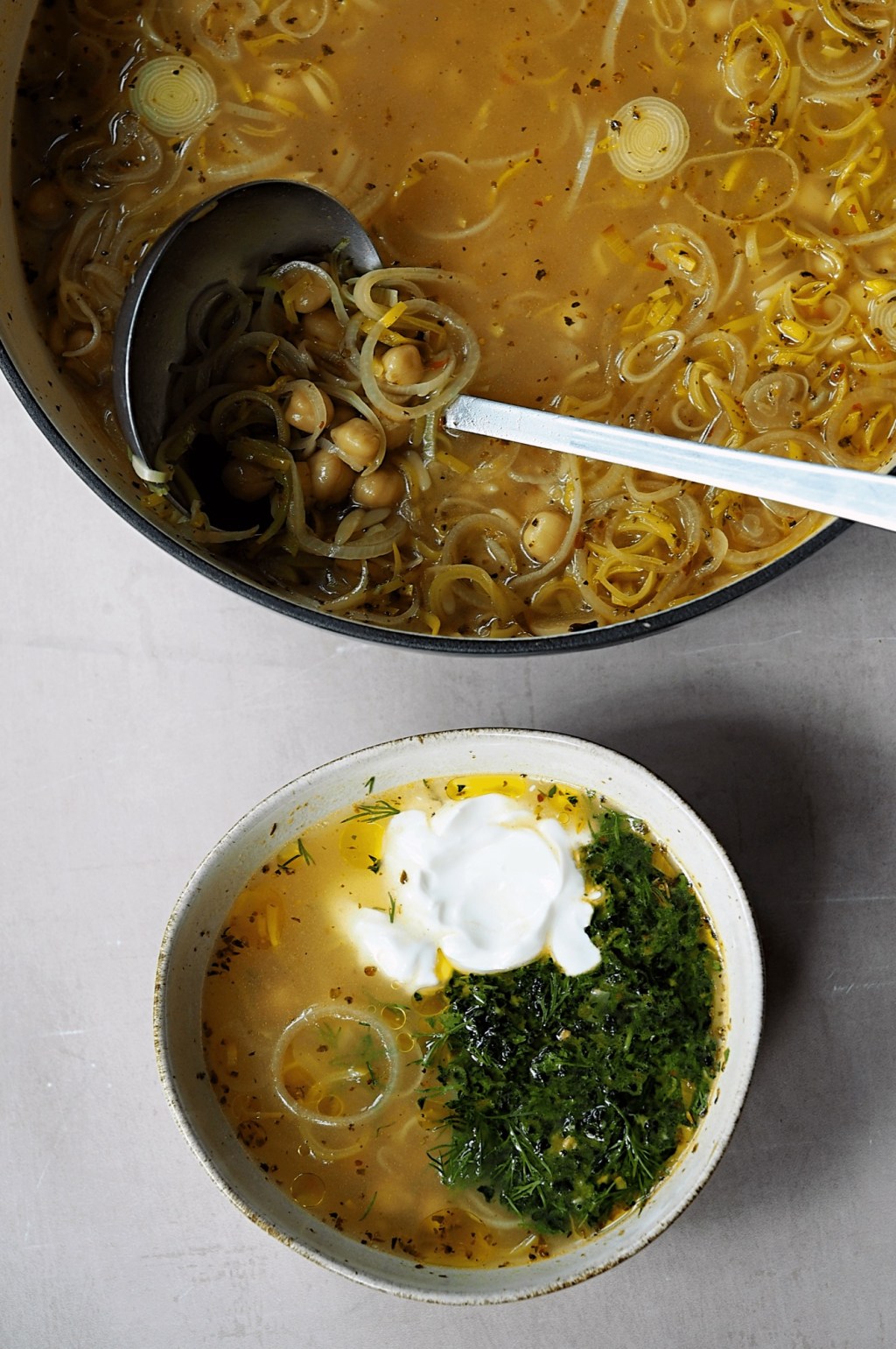 Chickpea, Leek & Orzo Stew with&nbsp;Chermoula