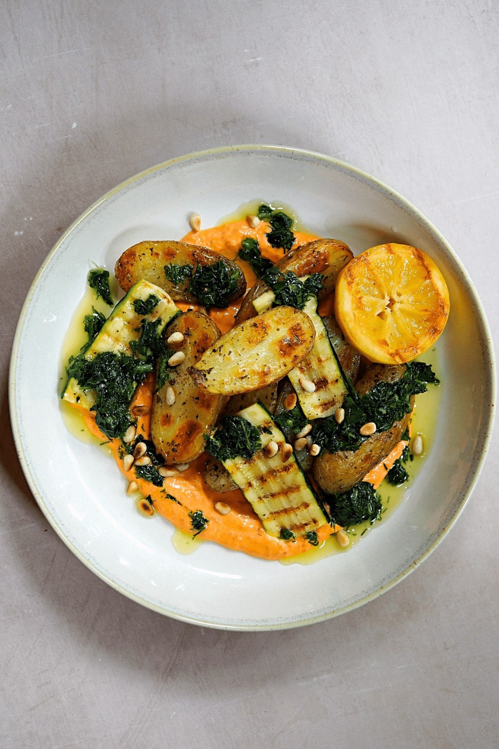 Greek-Style Potatoes with Fresh Herbs & Red Pepper&nbsp;Yoghurt