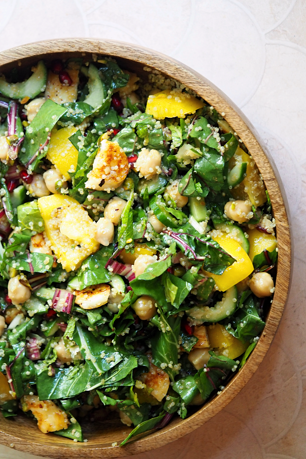 Hot Honey Halloumi Salad with Pomegranates &&nbsp;Pistachios
