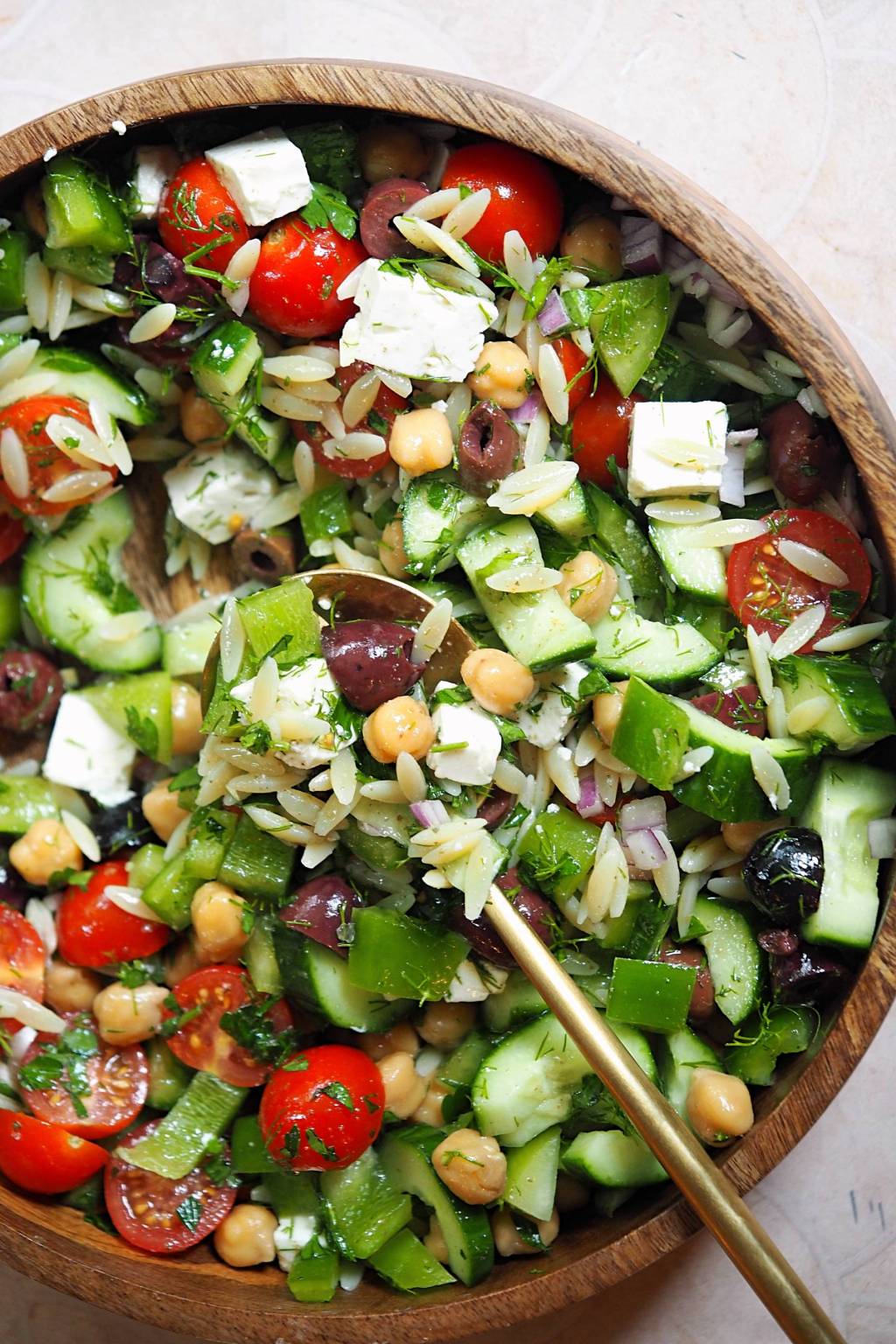 Greek Salad with Chickpeas &&nbsp;Orzo