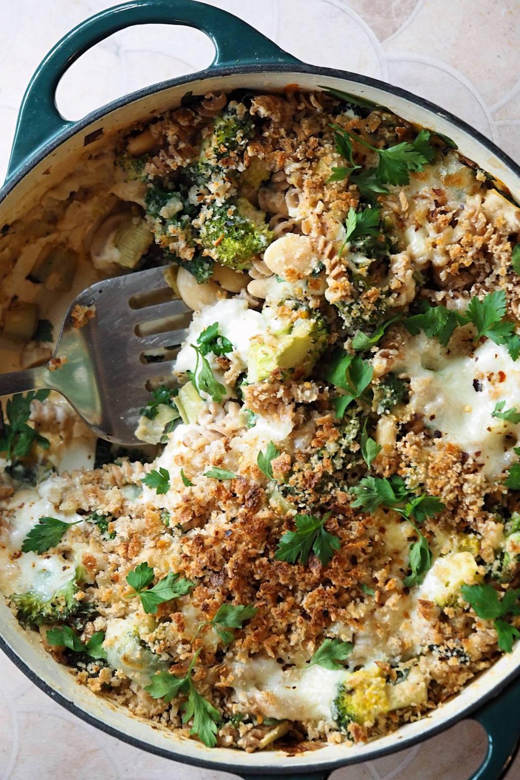 Healthier Cheesy Beans & Greens Pasta&nbsp;Bake